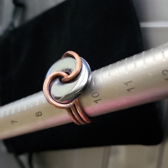 UNIQUE HEALING CRYSTAL!!! Natural Polished Tumbled Hematite Ring! - Picture 3 of 5